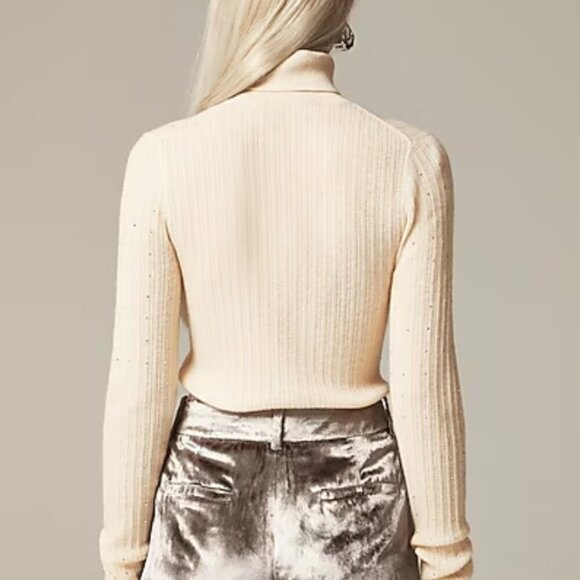 J. Crew Featherweight cashmere turtleneck sweater with rhinestones Size Small - Picture 3 of 11